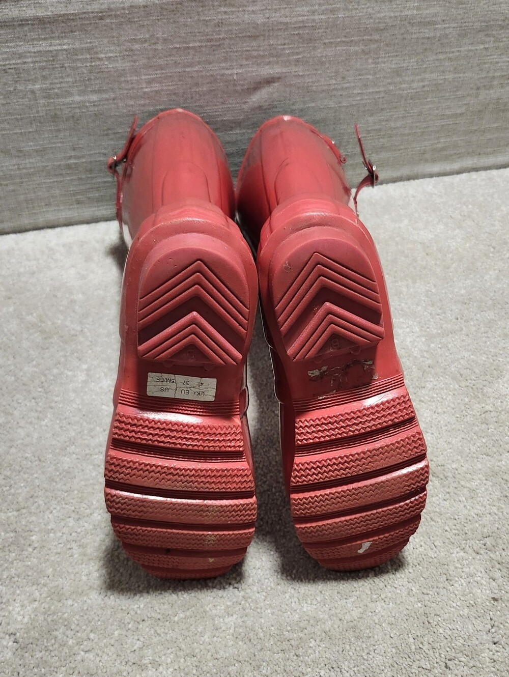 Red HUNTER Tall Glossy Rain Boots Women's Size 6 - Picture 5 of 10